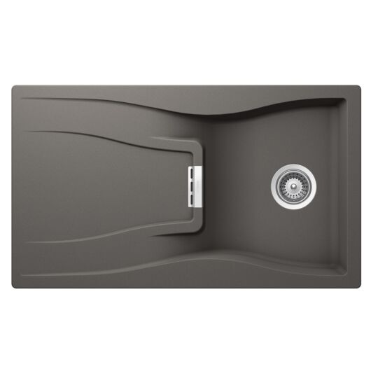 Schock Waterfall D-100 Cristadur Silverstone egymedencés gránit mosogató, szifonnal, sötétszürke
