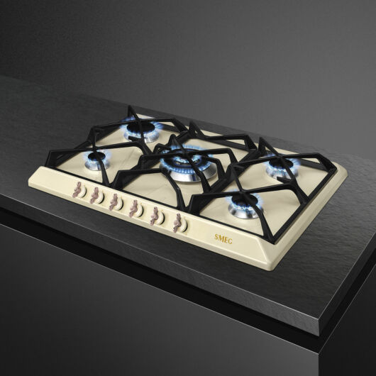 SMEG GÁZ FŐZŐLAP, Colonial design, bézs, bronz gombok