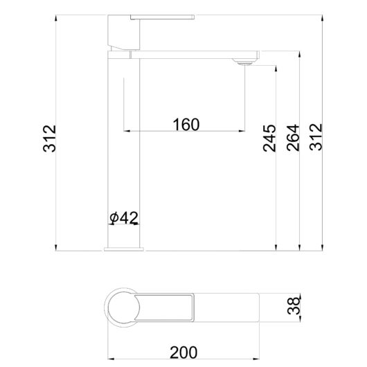 Simba magas fürdőszobai mosdó csaptelep 