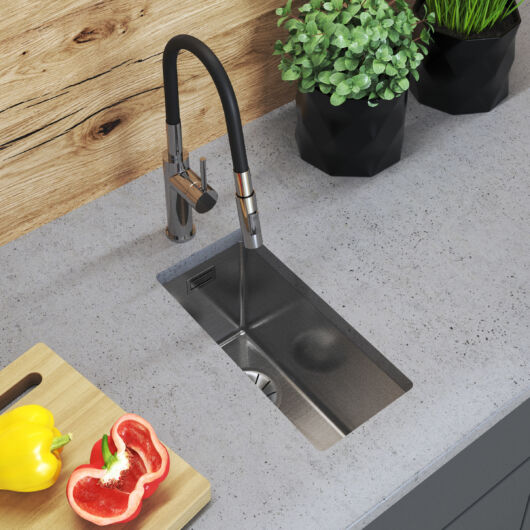 Stalowy S2244 egymedencés rozsdamentes acél mosogató, króm