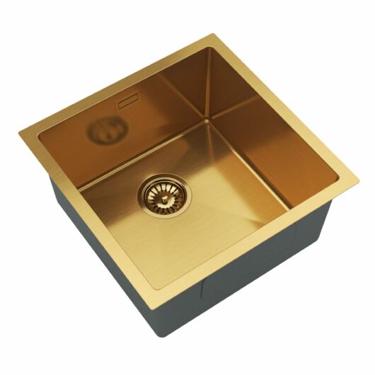 Stalowy S4444 egymedencés rozsdamentes acél mosogató, arany színben