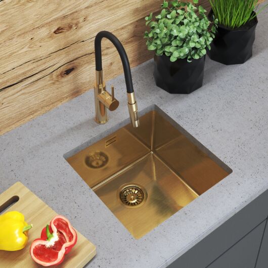 Stalowy S4444 egymedencés rozsdamentes acél mosogató, arany