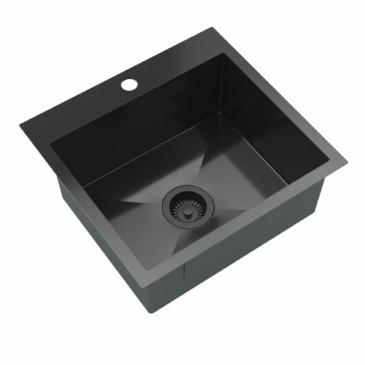 Stalowy S4845 egymedencés rozsdamentes acél mosogató, fekete színben