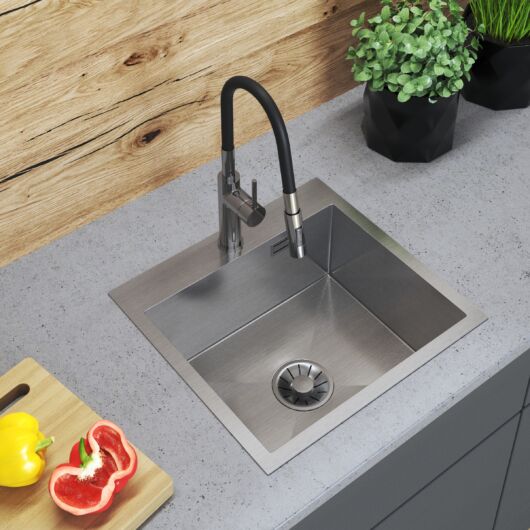 Stalowy S4845 egymedencés rozsdamentes acél mosogató, króm