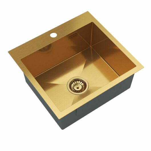Stalowy S4845 egymedencés rozsdamentes acél mosogató, arany színben
