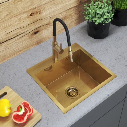 Stalowy S4845 egymedencés rozsdamentes acél mosogató, arany