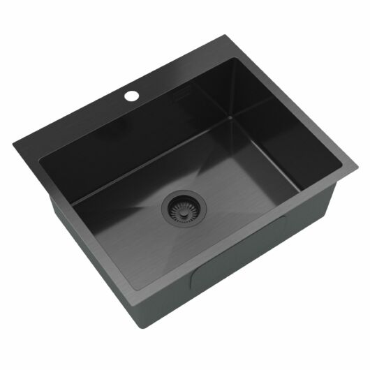Stalowy S6050 egymedencés rozsdamentes acél mosogató, fekete színben