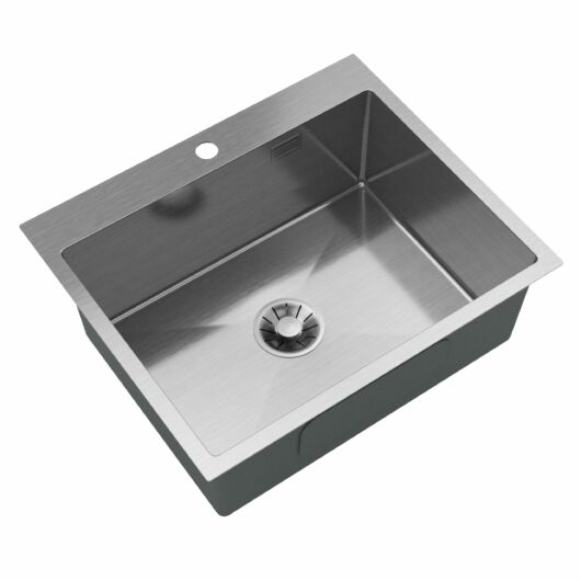 Stalowy S6050 egymedencés rozsdamentes acél mosogató, króm színben