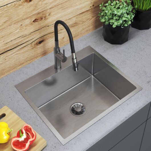 Stalowy S6050 egymedencés rozsdamentes acél mosogató, króm