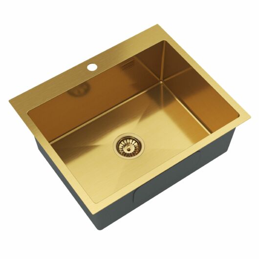 Stalowy S6050 egymedencés rozsdamentes acél mosogató, arany színben