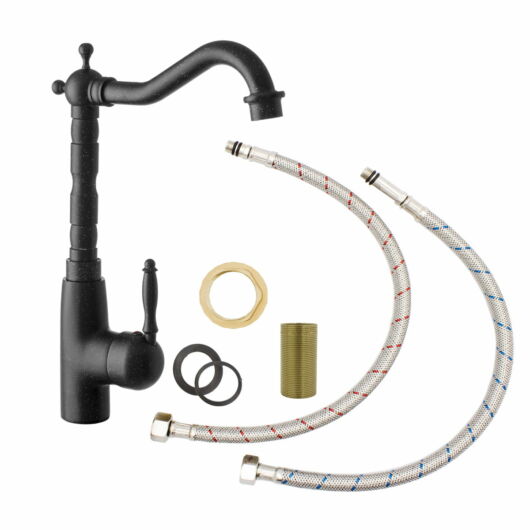 Retro 3 konyhai csaptelep fekete-szemcsés