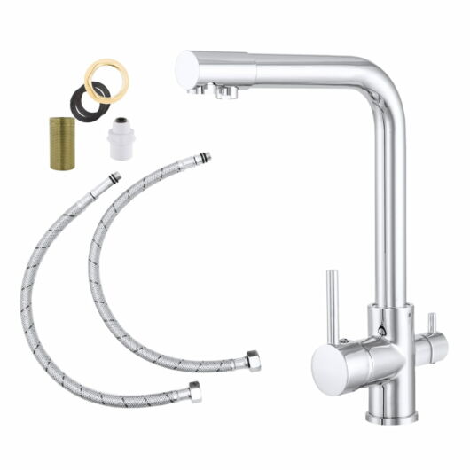 Side három utas konyhai csaptelep vízszűrő berendezéshez, króm