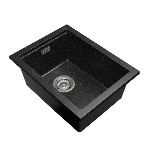 Gamma Decor 3850 gránit mosogató, szifonnal, fekete-szemcsés