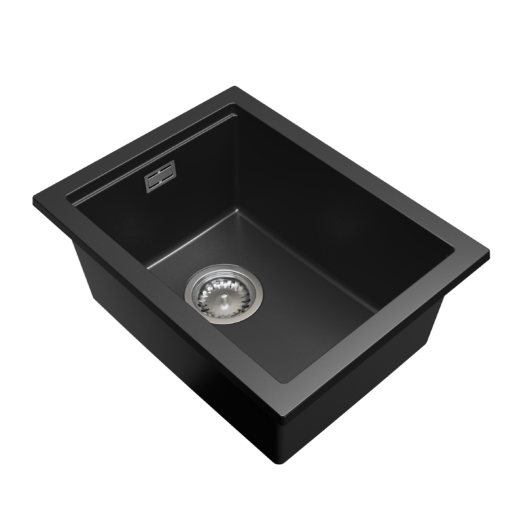 Gamma Decor 3850 gránit mosogató, szifonnal, fekete 