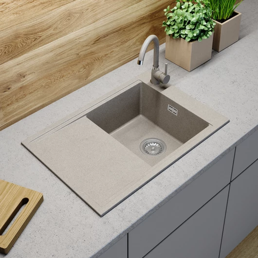 Design 7050 csepegtetőtálcás egymedencés gránit mosogató 