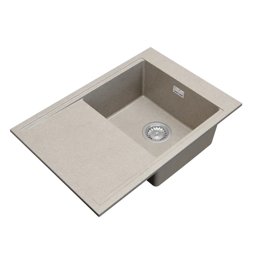 Design 7050 csepegtetőtálcás egymedencés gránit mosogató, szifonnal, bézs