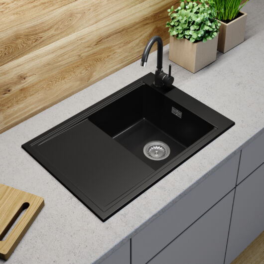 Design 7050 csepegtetőtálcás egymedencés gránit mosogató 