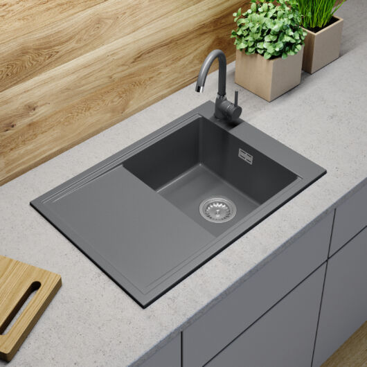 Design 7050 csepegtetőtálcás egymedencés gránit mosogató 