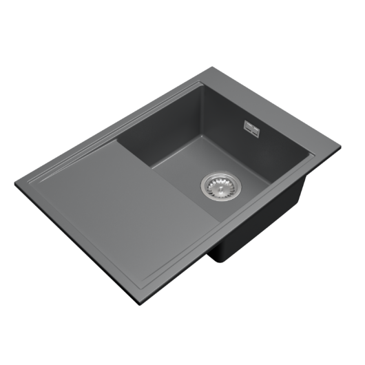 Design 7050 csepegtetőtálcás egymedencés gránit mosogató, szifonnal, szürke