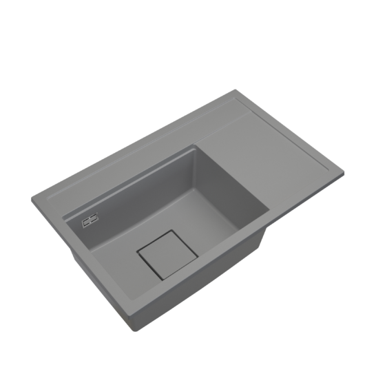 Gamma Quadro 8151 jobbos gránit mosogató, szifonnal, szürke színben