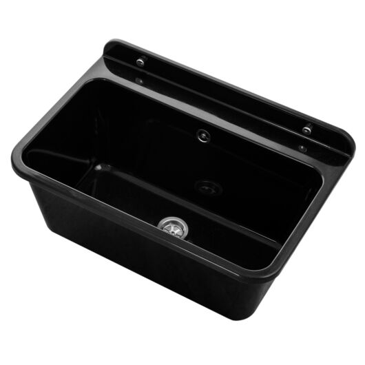 Large fali kézmosó, szifonnal, fekete