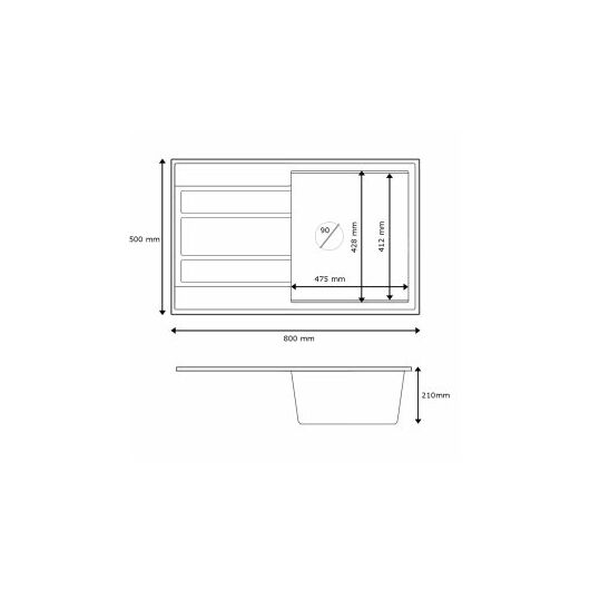 Modern 8010 csepegtetőtálcás egymedencés gránit mosogató méret