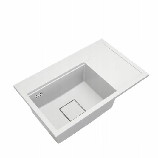 Gamma Quadro 8151 jobbos gránit mosogató, szifonnal, fehér színben