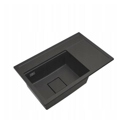 Gamma Quadro 8151 balos gránit mosogató, szifonnal, fekete színben