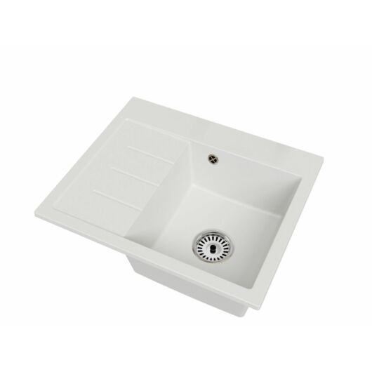 Exclusive 60 gránit mosogató, balos csepegtetővel, fehér, beépíthető