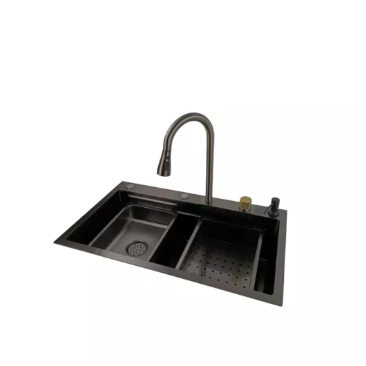 BRADO ARIEL 68 többfunkciós rozsdamentes acél mosogató fekete-antracit színben, beépíthető