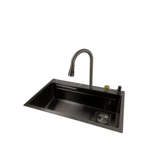 BRADO ARIEL 68 többfunkciós rozsdamentes acél mosogató fekete-antracit színben, beépíthető