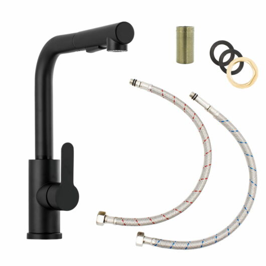 Side 2 konyhai csaptelep fekete