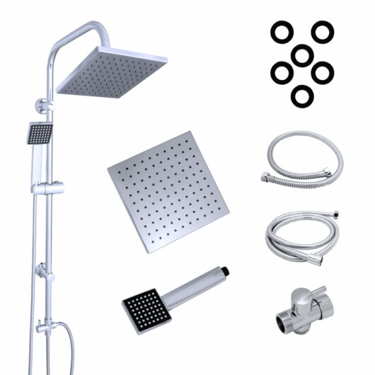 Zen9 esőztető zuhanyszett szögletes zuhanyfejjel króm