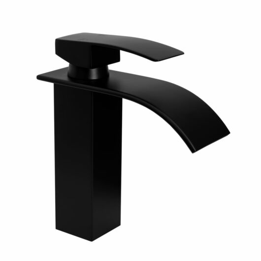 Elva fürdőszobai mosdó csaptelep vízesés alakú vízsugárral fekete