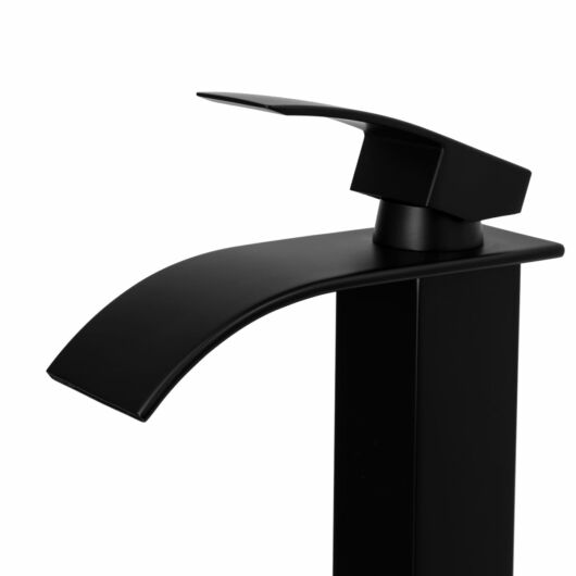 Elva fürdőszobai mosdó csaptelep vízesés alakú vízsugárral fekete