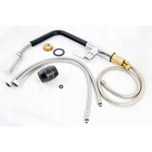 Side konyhai csaptelep fekete-szemcsés/króm