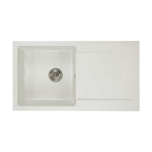 Alex mosogató szett 2 féle választható csapteleppel (Beta, Steel) szifonnal fehér színben