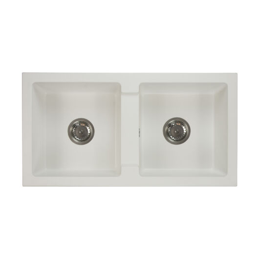 Borys kétmedencés gránit mosogató szifonnal fehér