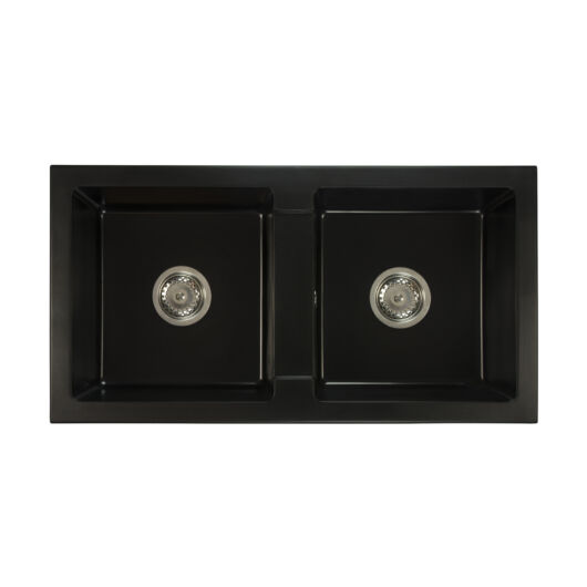 Borys kétmedencés gránit mosogató szifonnal fekete