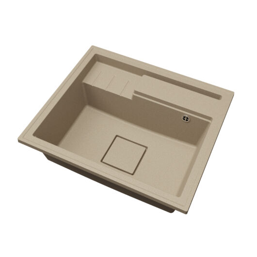 ELITE 6052 egymedencés gránit mosogató automata dugóemelő, szifonnal, bézs-szemcsés