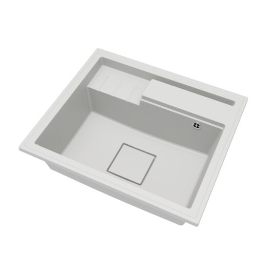 ELITE 6052  gránit mosogató manuális szifonnal, fehér