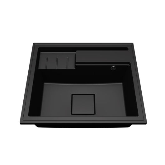 ELITE 6052 egymedencés gránit mosogató manuális szifonnal, fekete