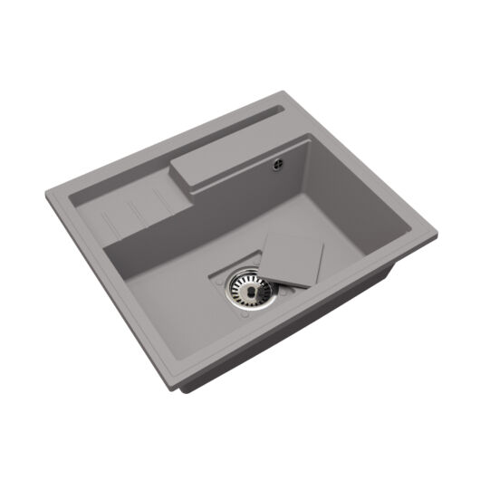 ELITE 6052 egymedencés gránit mosogató automata dugóemelő, szifonnal, szürke