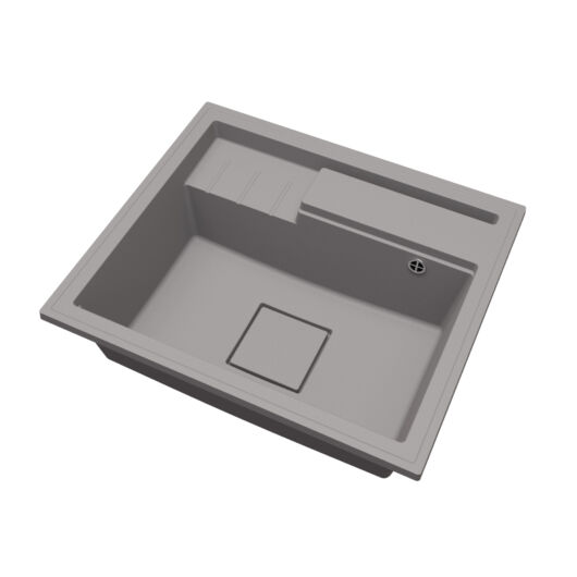 ELITE 6052 egymedencés gránit mosogató automata dugóemelő, szifonnal, szürke