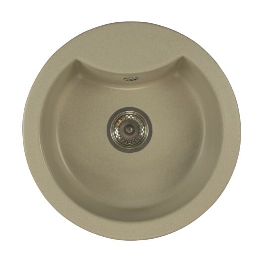 Mila kerek gránit mosogató szifonnal bézs