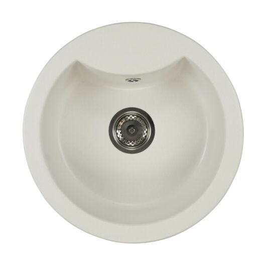 Mila kerek gránit mosogató szifonnal fehér