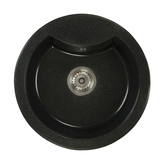 Mila kerek gránit mosogató szifonnal fekete-szemcsés