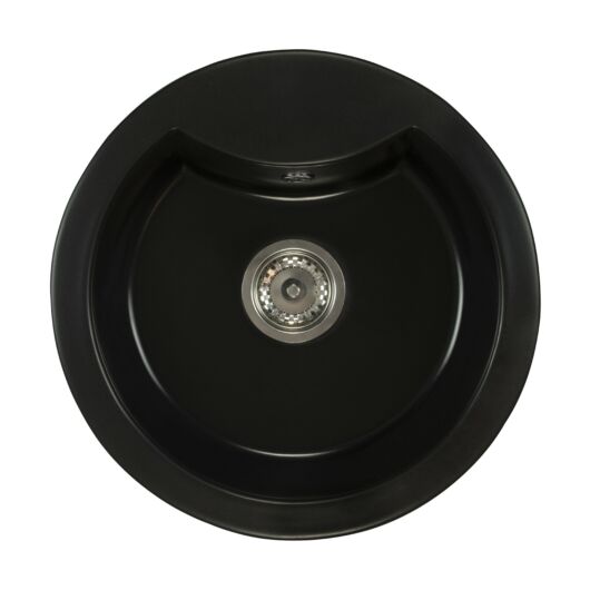 Mila kerek gránit mosogató szifonnal fekete