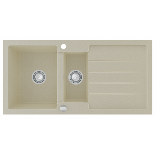 Next2 gyümölcsmosós gránit mosogató automata dugóemelő, szifonnal, bézs-szemcsés