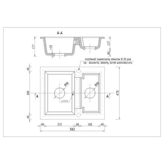 Yogi gyümölcsmosós gránit mosogató méret